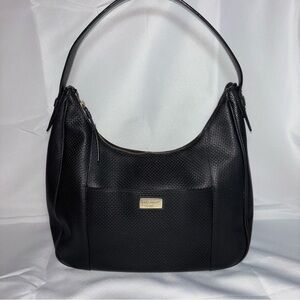 Cole Haan Women’s CARA Black  Embossed Weave Leather Hobo Bag